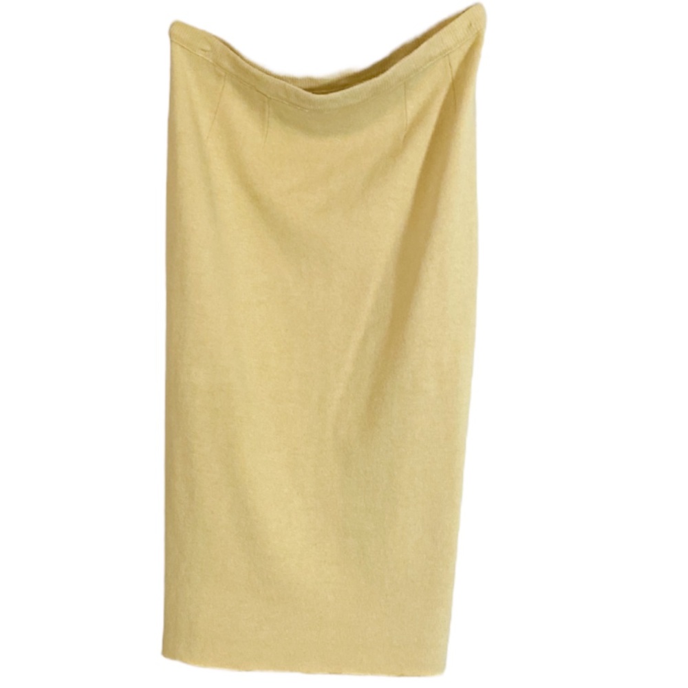 💛 Vtg Wool Rabbit Hair Union Made Butter Yellow Knit Sweater Skirt | M